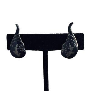 Vintage Siam Sterling Silver Temple Dancers Screw Back Earrings (5273)